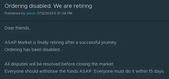  asap market retirement update on homepage