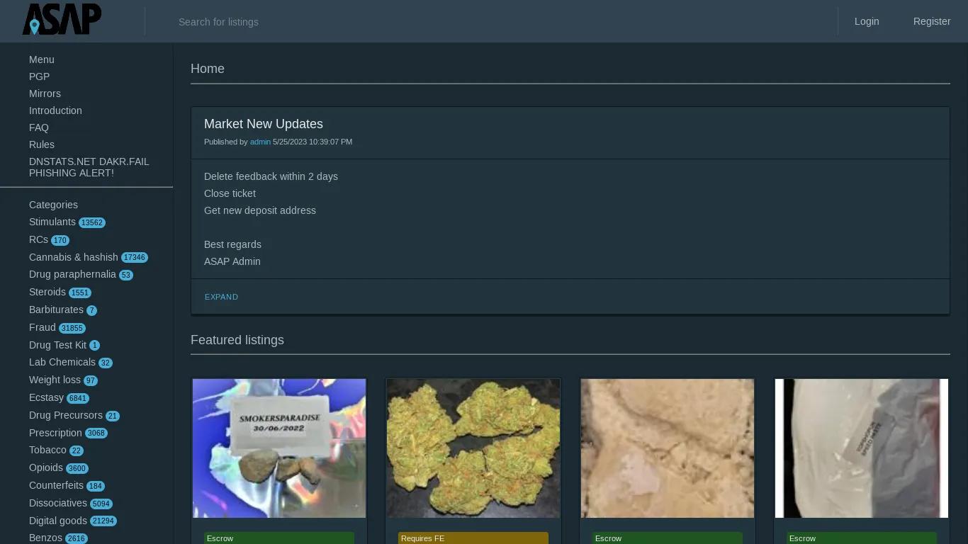 ASAP darknet market interface