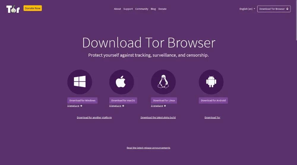  TOR browser download page