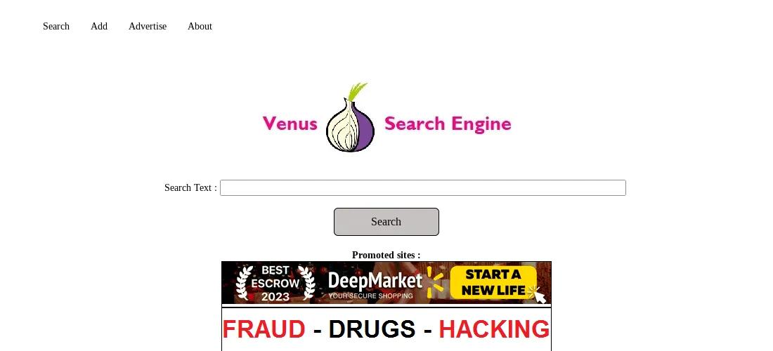  Venus onion search engine homepage