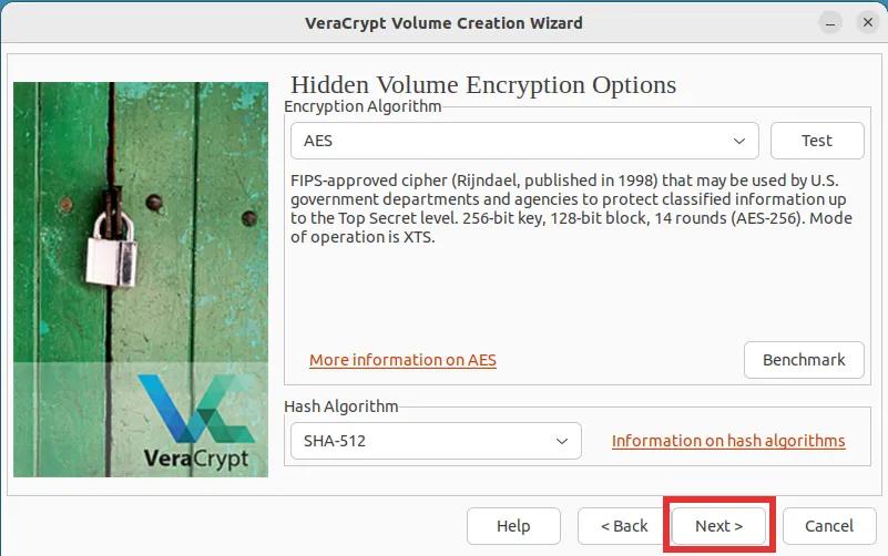 veracrypt creating encrypted volume Step 13
