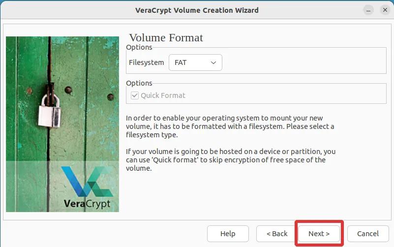 veracrypt creating encrypted volume Step 16
