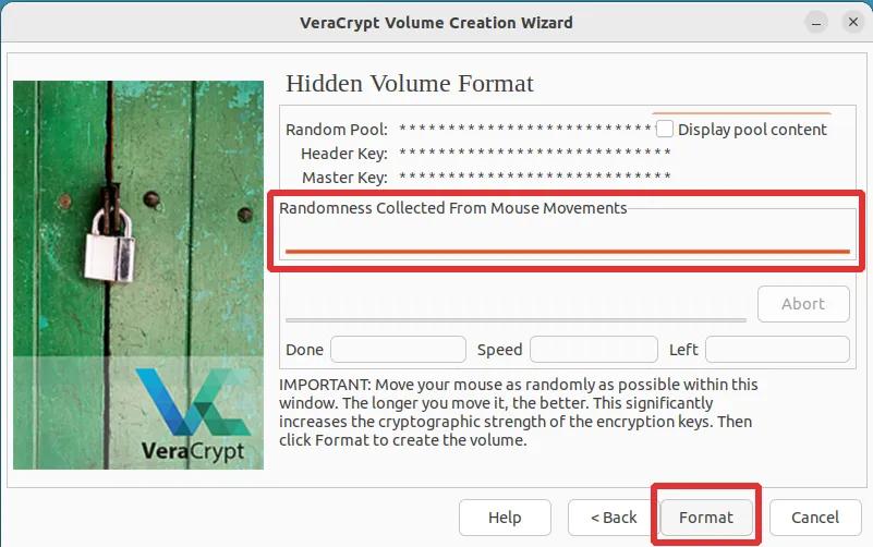 veracrypt creating encrypted volume Step 17