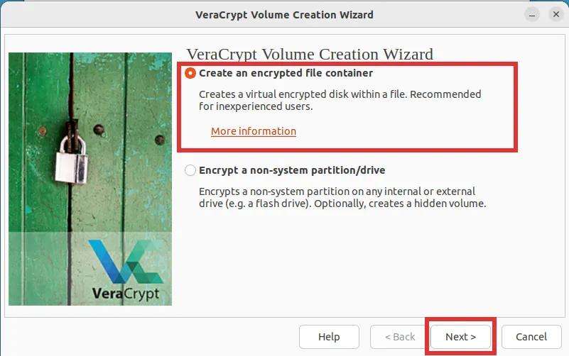  veracrypt creating encrypted volume Step 2