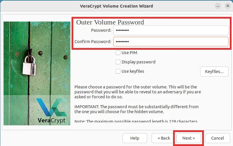 veracrypt creating encrypted volume Step 7