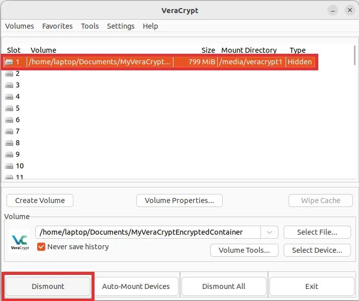  veracrypt dismounting drive or volume